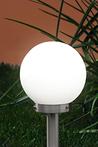 Eglo Nisia Buitenlamp, padverlichting, 1-vlammige buitenlamp, staande lamp van roestvrij staal en glas, kleur: zilver, wit, fitting: E27, IP44 - Afbeelding 4