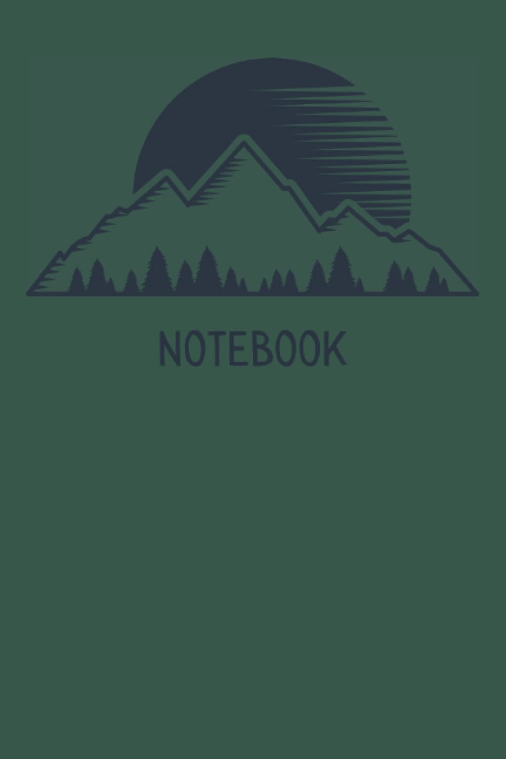 Mountain Notebook: Mountain Scene on Forest Green Notebook 6" x 9" 120 Lined Pages