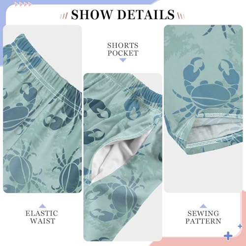 ZZXXB Retro Crab Boys Long Pants Soft Trousers Elastic Waist Kids Lounge Bottoms with Pockets S-XL4