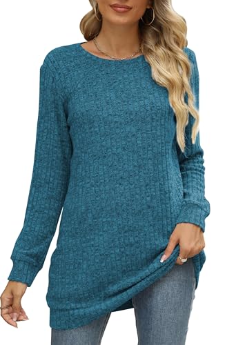 Image of Sweaters for Women Long Sleeve Crewneck Sweatshirt Loose Casual Tunic Tops
