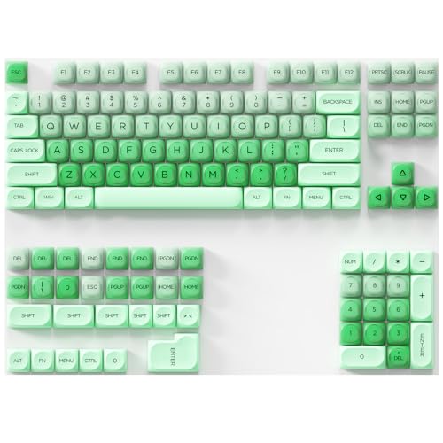 Image of Fogruaden PBT Green Keycaps Set, HOA Profile Cute Custom Keycaps, Compatible with Cherry MX Switch 60% 65% 75% Mechanical Keyboards