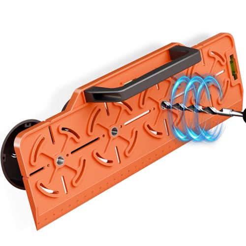 Bohrschablone Steckdose Steckdosen Schablone mit Wasserwaage Bohrschablone mit Griff & 30cm Lineal Elektriker Werkzeug für Trockenbau Unterputzdose Hohlwanddose 71mm Abstand Steckdosen (Orange)