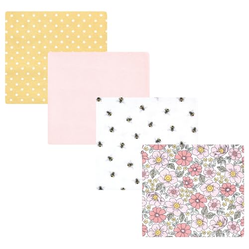 Image of Hudson Baby Unisex Baby Cotton Flannel Receiving Blankets, Pink Yellow Pretty Floral, One Size