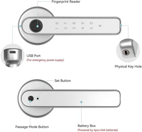 Fechadura de porta com impressão digital, tela sensível ao toque, fechadura biométrica inteligente,