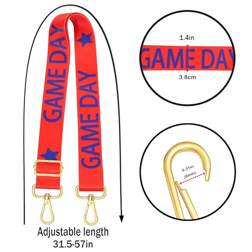 Image of Game Day Purse Strap Replacement Crossbody Wide Shoulder Strap Star Football Strap for Stadium Approved Clear Bag