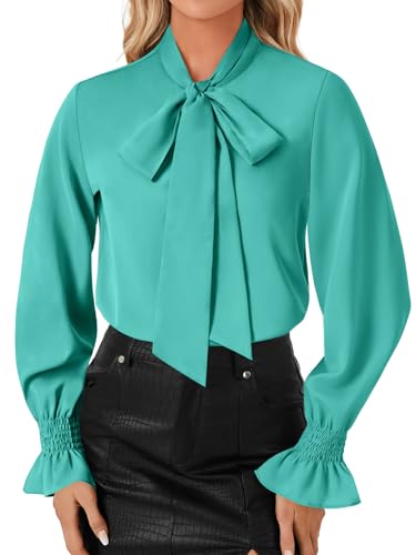 Image of LYANER Women's Bow Tie Neck Business Work Blouse