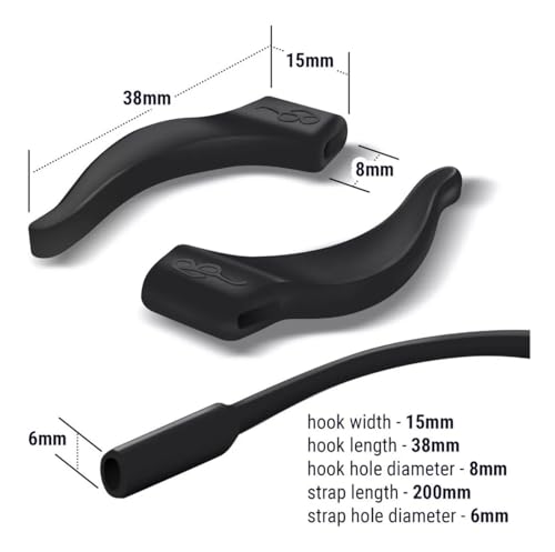 01 Cordão Cordinha Silicone Óculos Infantil Trava Gancho Cor: Preto