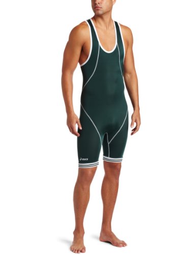 ASICS Men's Snap Down Singlet,Forest/White,XXXX-Small