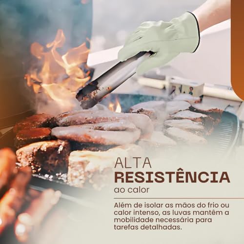 Combo de 10 Pares de Luvas de Couro Vaqueta Total Petroleira - Proteção Térmica e Resistência Excepc