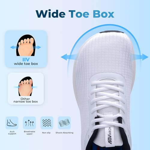 Image of IIV Mens Walking Shoes with Arch Support Wide Toe Box Tennis Sneakers Plantar Fasciitis Running Shoes