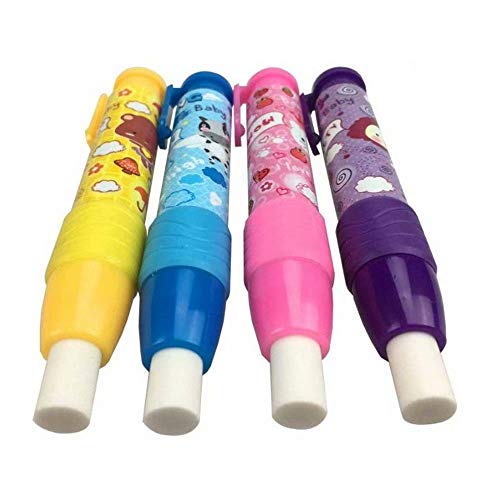 Cute Pencil Creative Stationery Retractable Rubber Stick Erasers for Kids, 4 PCS by ZXSWEET