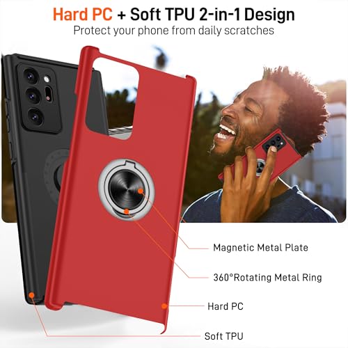 Coque Samsung Note 20 Ultra pour éviter les chutes avec anneau et béquille rouge - 7
