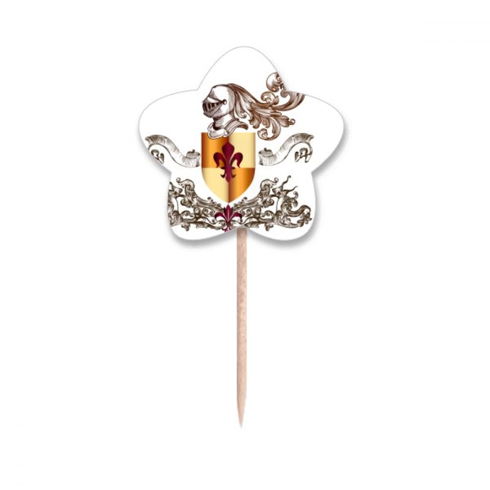 Cure-dents médiéval drapeau étoile et pics cupcake armure