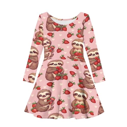 Dress Girls Casual Soft Comfy Long Sleeve Flowy Fall Dresses Spring Vacation Cute Print Fit and Flare A Line Dress