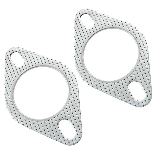 Image of 2PCS 2.5 inch Car Exhaust Gasket, 2-Bolt Manifold High Temp /High Sealing Flange Car Accessories Exhaust Converter Gasket