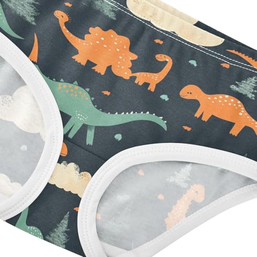Wusikd Dinosaurs Clouds Girls' Underwear Cotton Trees Black Girls Briefs Soft Toddler Underwear 2T4