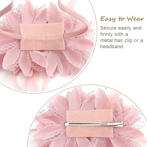 Image of DRESHOW Womens Fascinators Hats Tea Party Hats for Women Pearl Lace Feather Hat Vintage Derby Hats for Wedding Cocktail
