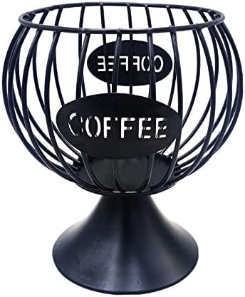 Coffee Pod Holder, Metal Wire Coffee Pod Organizer, Large Capacity Espresso Pod Holder Storage Basket for Counter Kitchen Cafe Bar (Black)