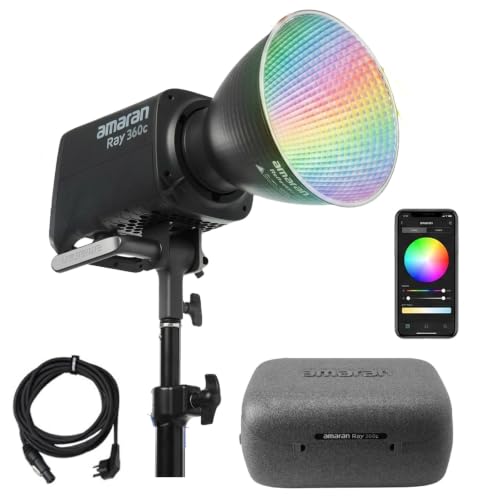 Luz de video RGB Amaran Ray 360c de 360W para corregir sombras duras en set