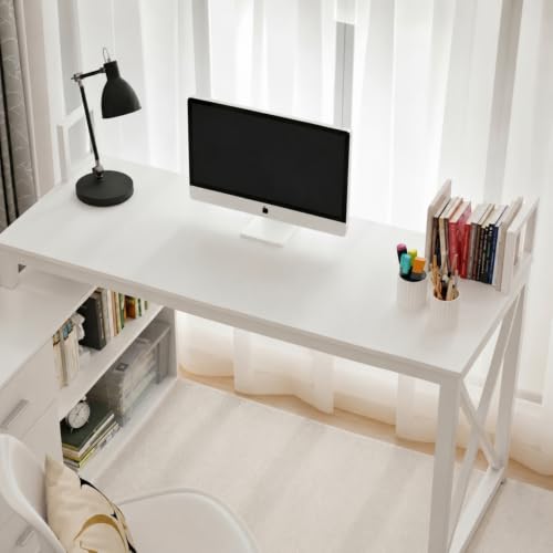 Image of TEKAVO Latwon L Shape Office Computer Table with Storage Cabinet | 3 Drawers | Executive Table for Manager Cabin | Left Side Storage