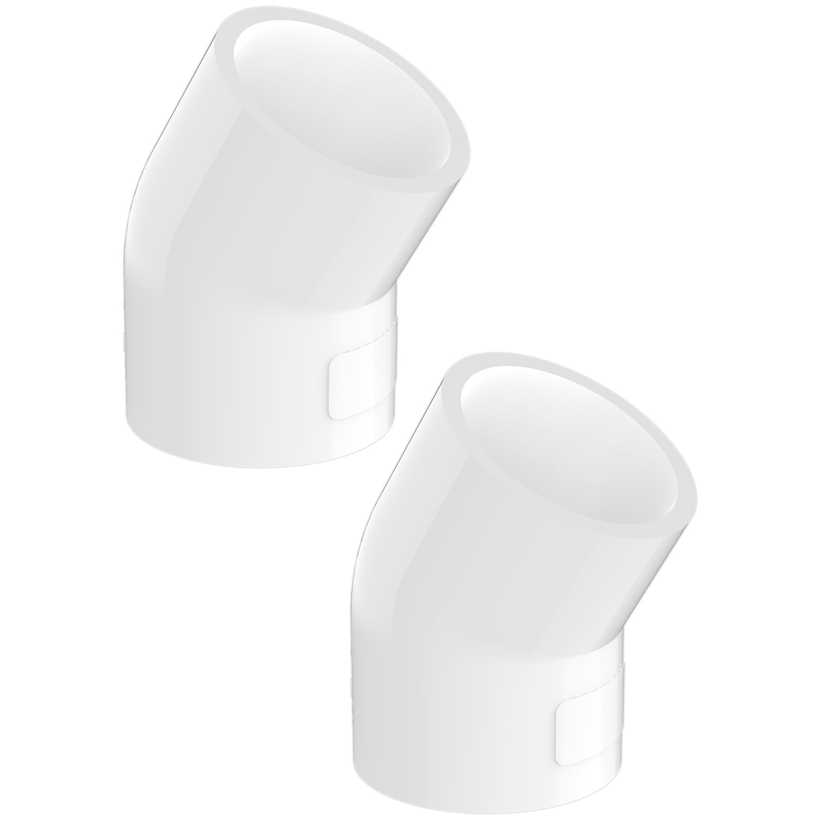 Photo 1 of 2-Pack 2 Inch 45 Degree PVC Elbow Pipe Fittings, Furniture Grade SCH40 PVC Pipe Connectors, 2 Way Socket Corner Joints for DIY Shelves, Garden Support Structures & Greenhouses, White
