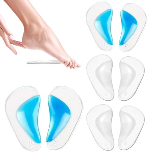4 pares de plantillas de soporte de arco de gel, plantillas ortopédicas de silicona para pies ortopédicos de soporte de arco para fascitis plantar de gel almohadillas de cojín, L(40-45)