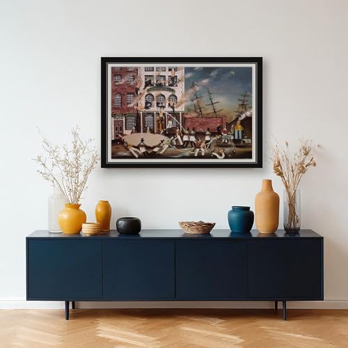 Impression sur toile Fire at Mermaid Inn Ralph Eugene Cahoon cadre suspendu - 5