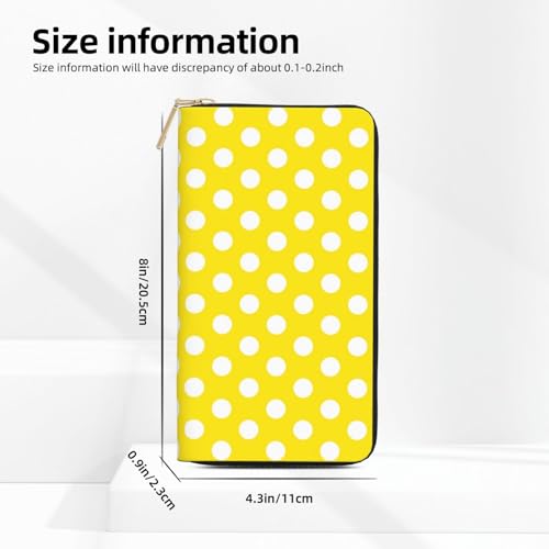 Leather Thin Slim Wallets for Women & Men - Yellow Polka Dot Print (d) Card Wallet Holder with Zipper2