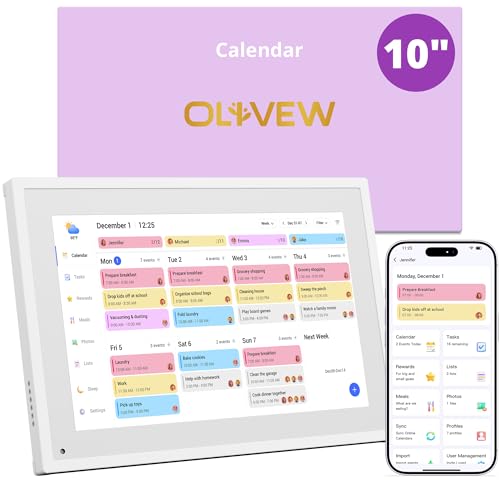 Digital Touchscreen Calendar 10.1 Inch, Interactive Electronic Calendar & Smart Family Hub with Cross-Device Sync, Reminders, Shareable Schedules, Chore Chart, Rewards & Photo Display, Desk Mount