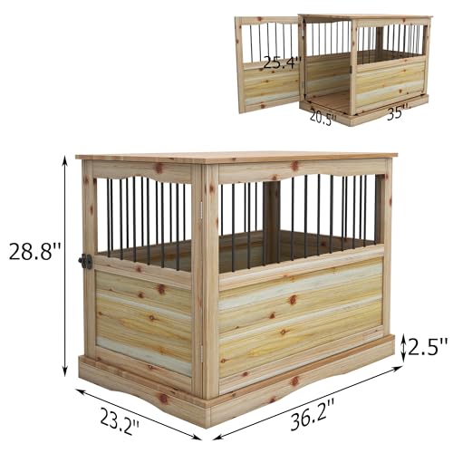 TAOHFE Solid Wood Dog Crates for Medium Dogs, Multifunctional Dog Kennel Furniture, Sufficient Space for Pets Dog Kennel Indoor, Medium Dog Crate Furniture with Reliable Metal Lock - Image 4