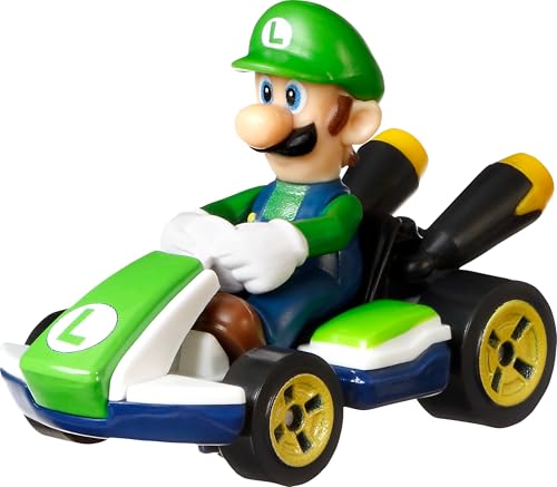 Hot Wheels Modelo DieCast Luigi versión Standard Kart de Super Mario Kart - Escala 1:64 Longitud 5cm (HW GLP37)