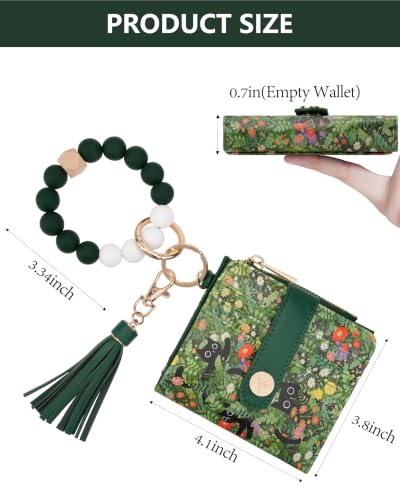 Image of Keychain Wallet Wristlet for Women,RFID Small Cat Wallet for Women | Wallet Wristlet with Zipper Coin Pocket,Vegan Leather Card Wallets for Women, 2 ID Window,Gift