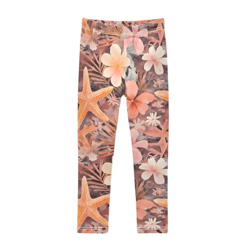 Starfish Flowers Girls Leggings Soft Stretch Workout Yoga Dance Pants for Kids Casual Tights