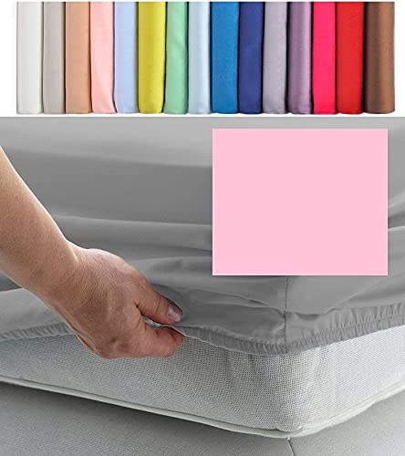 SUPER SINGLE EXTRA WIDE FITTED SHEET 3' 6" X 6' 3" EXTRA (42" X 75") 22 COLOURS 300TC (Pink, 15)