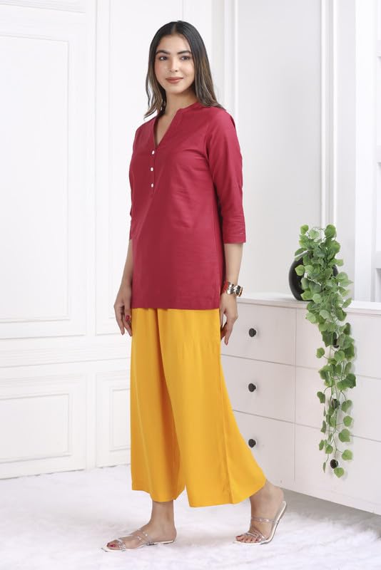Image of Mlada Rayon Palazzo Pants for Women | Palazzo Pant for Women | Palazzo for Office Wear | Mid Rise Palazzo Pants | Regular Fit Palazzo Pants for Women | Relaxed Palazzo Pants | Solid Palazzo Pants
