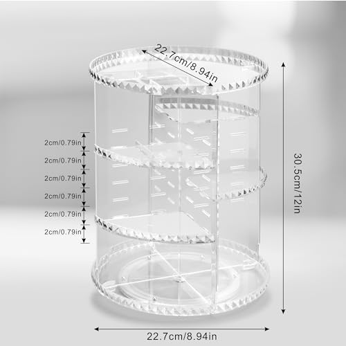 Lonian 360° Rotating Makeup Organizer, Adjustable Acrylic Cosmetic Storage - Image 2