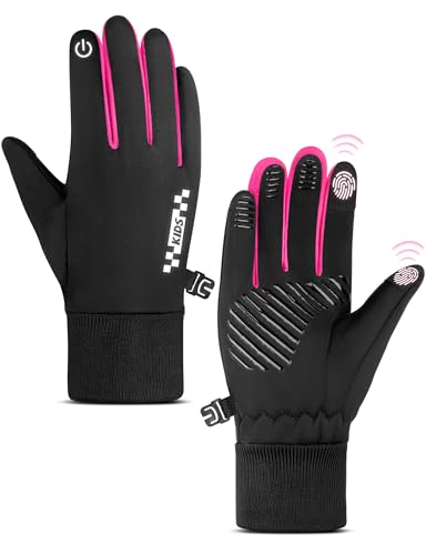Becellen Guantes Ciclismo Niño, Tactiles Invierno Termicos Guantes Invierno Deporte de Mitones de Pantalla Táctil Antideslizante Gloves para Niño Niña 7-12 Año