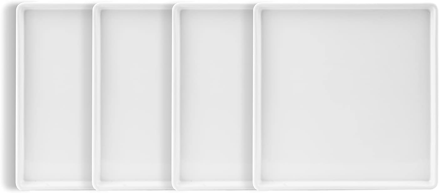 Stone Lain Grace Stoneware Appetizer Plate Set, Includes 4 Plates, White