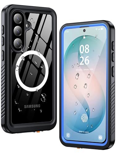 Image of ANTSHARE IP68 Waterproof Case for Samsung Galaxy S26 Plus [2026] - MagSafe Compatible, Built-in Screen /Lens Protector - Shockproof Full Body Protection for Swimming /Outdoor, Blue /Clear