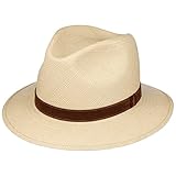 Borsalino Sombrero Panamá Classic Traveller Hombre - Made in Italy de Sol Paja Verano con Banda Piel Primavera/Verano - 58 cm Natural