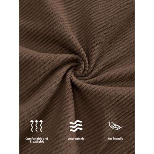 Men's Corduroy Casual Pants, Elastic Waist Autumn and Winter Solid Color Straight Simple, Loose Wide Leg Pants4