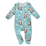 Emelivor Otters Flowers Teal Baby Newborn Pajamas Outfits Cotton Sleepwear Outfits for Boy Girl Kids