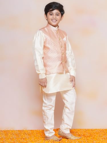 AJ DEZINES Boys Indian Wear Bollywood Style Kurta Pyjama Waistcoat for Kids4
