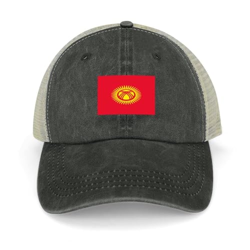 Yelolyio Casquette de baseball drapeau national du Kirghizistan Casquettes de baseball Kirghizistan en coton Chapeau de soleil Casquettes patriotiques pour hommes et femmes Casquettes en maille