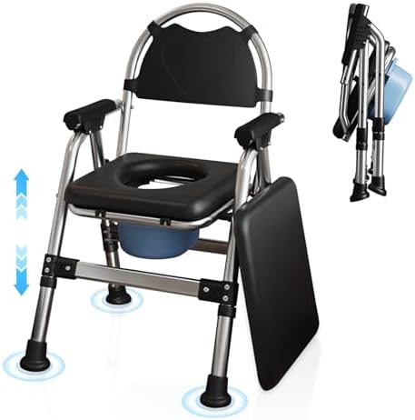 Chaise Percée Adulte, Chaise de Toilette Pliante avec Seau de Toi...