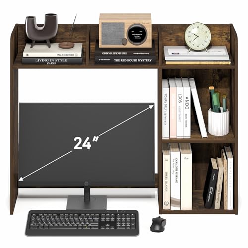 Image of Furinno Classic Desk Shelf, 5-Shelf Desktop Hutch, Book Shelf, 3-Tier Desk Organzier, for Office Supplies, Office Desk Accessories, for Home Office, College, Dorm, White