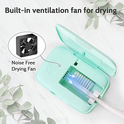 gfu toothbrush sanitizer case rechargeable portable toothbrush cleaner fits for all toothbrushes head used for home travel camping business trip green