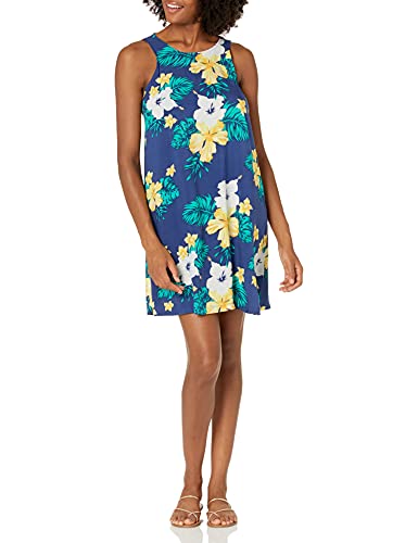 28 Palms Women's Tropical Print Lightweight Sleeveless Shift Dress