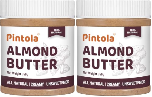 Image of Pintola Almond Butter Creamy 350g - All Natural Unsalted Butter, Healthy Almond Butter Unsweetened for Bread Spreads, Vegan (Pack of 2)