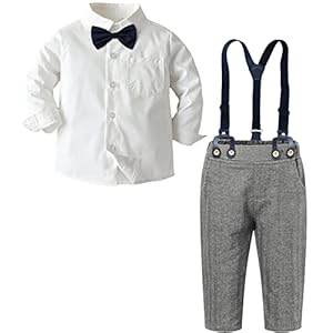 SANGTREE Baby Boy Gentleman Long Sleeves Suit Sets with Pocket, 3 Months – 14 Years